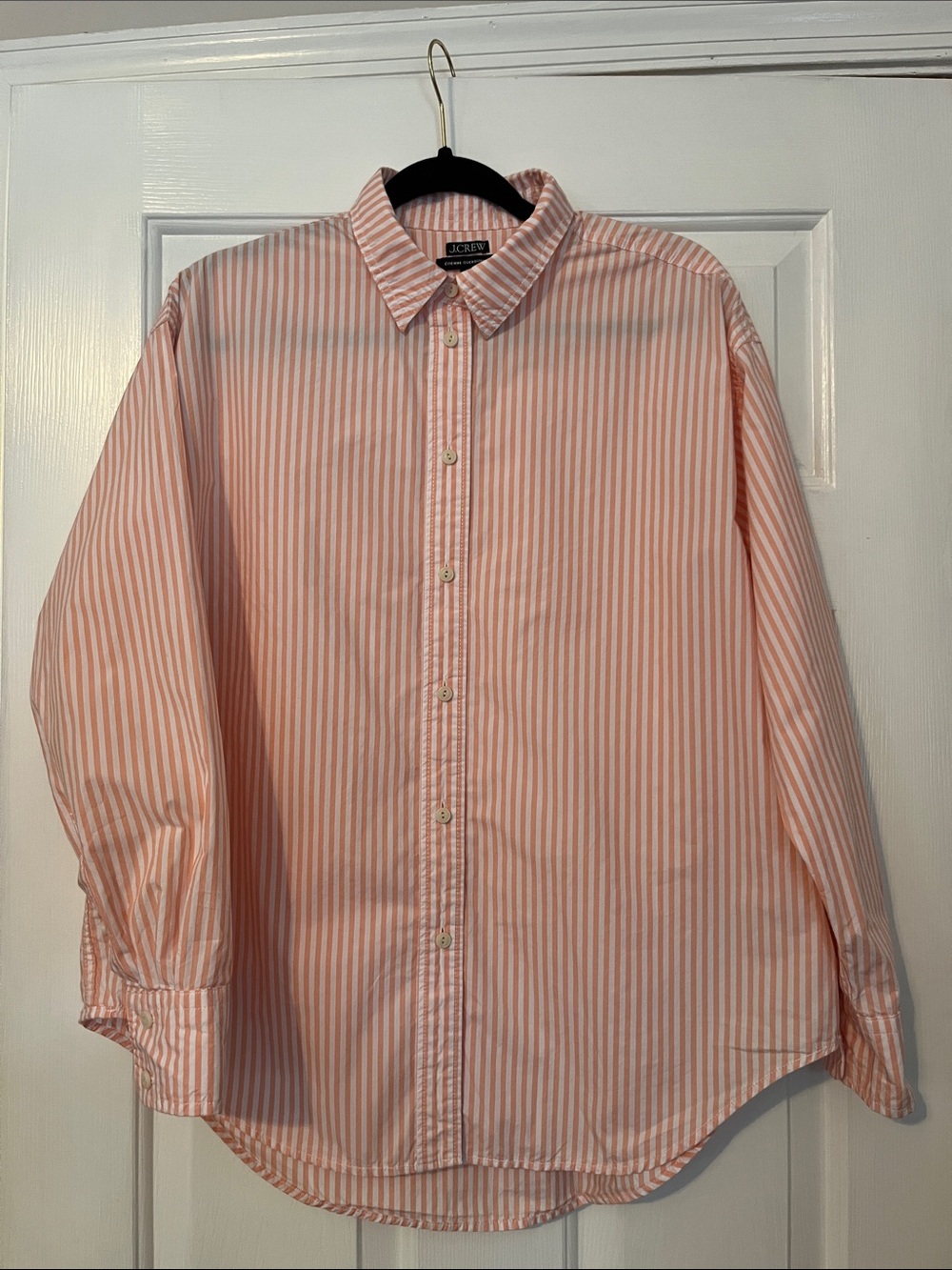 J. Crew Women’s Etienne Oversized Button-Down Shirt in Peony Stripe